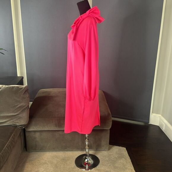 Women’s Pink Long Sleeve Midi Pencil Dress with Bow Detail Size 2XL NEW - Picture 5 of 12